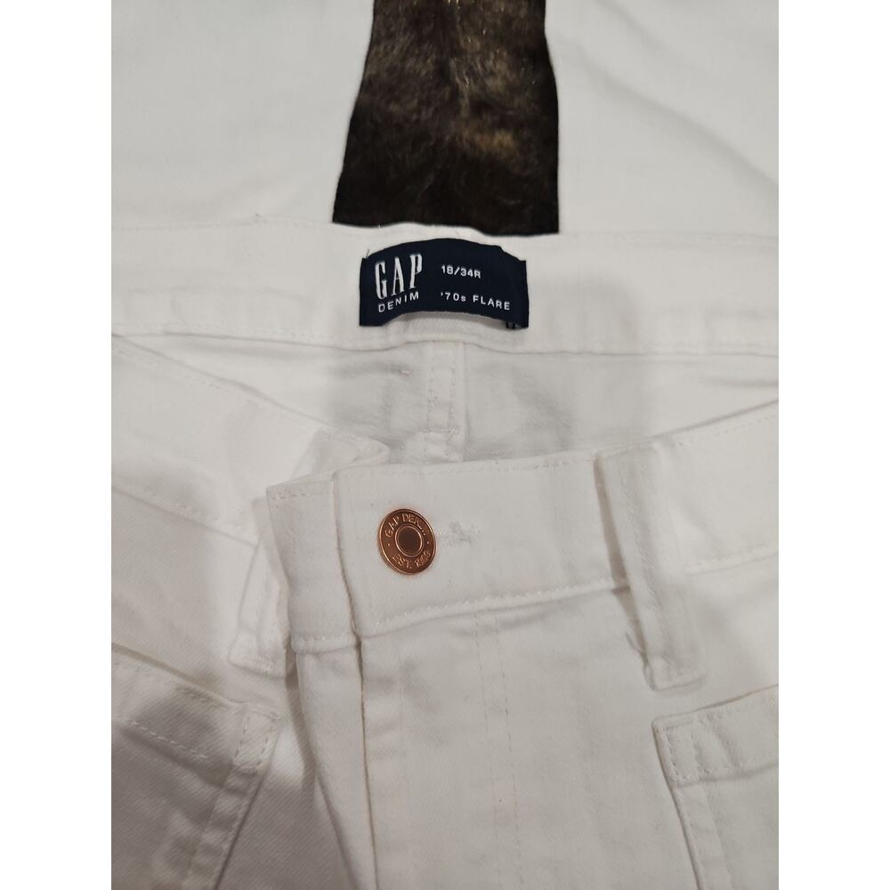 GAP Womens 70s Flare High Rise White Denim Jeans Size 18/34R NWT - Picture 2 of 7